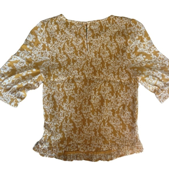 Melloday Cropped Floral Blouse Yellow and White - Picture 6 of 8